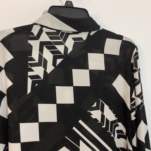 BUTTON TOP TUNIC COLOR BLOCK BLACK / WHITE XL NY COLLECTION LONG SLEEVE - Picture 5 of 9